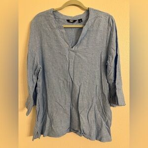 Lands End Women's Light Blue V-Neck Top